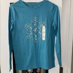 Cat & Jack long sleeve Blue Snowflake Kids Shirt size XL 14-16 NWT